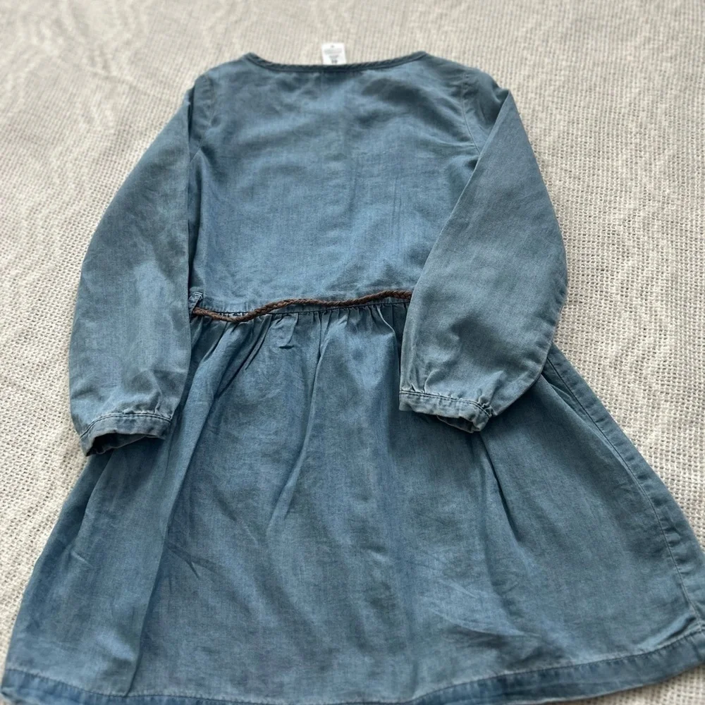 Carter's Blue Denim Button-Down Dress with Brown Braided Belt